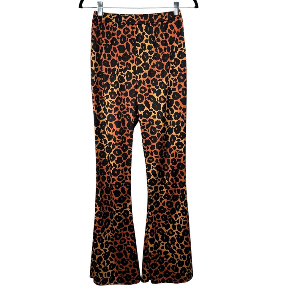 Wild Leopard Cheetah Print Wide Leg Leggings Jungle Safari Cat Costume S/M